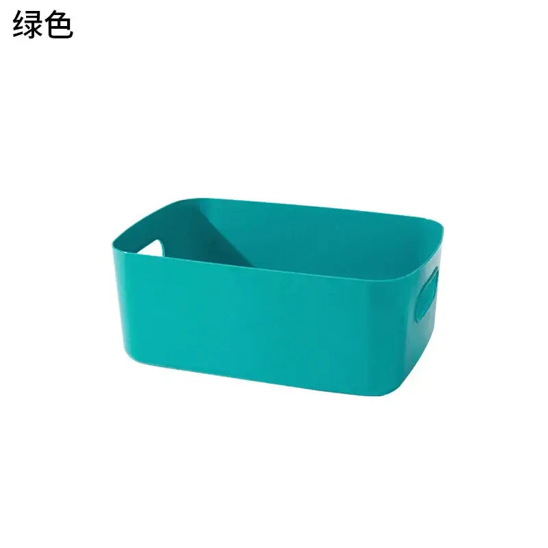 Teal rectangular kitchenware storage container with integrated side handles for decorbites kitchenware storage use