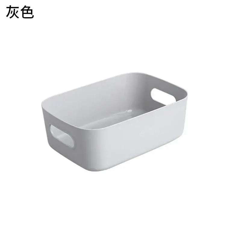 Gray rectangular kitchenware storage container with integrated handles for decorbites kitchenware storage and dishes organization