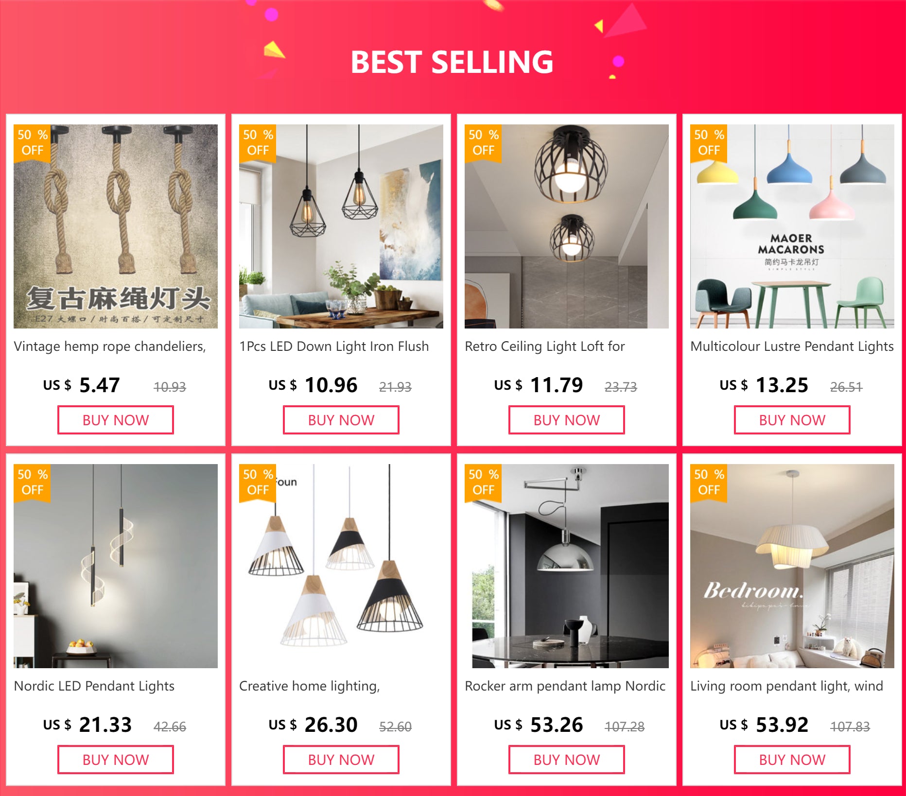 Colorful Retro Pendant Lights for Home Decor