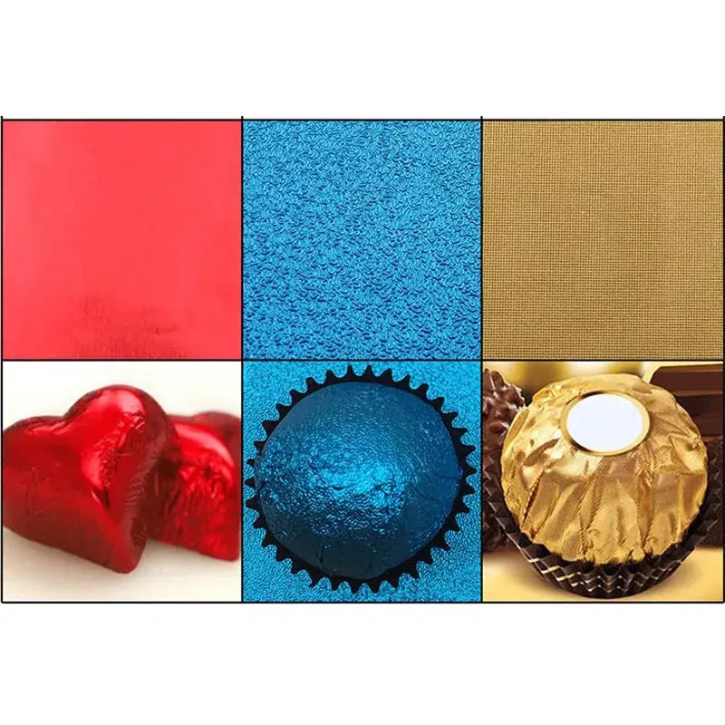 Gold-wrapped ferrero rocher chocolate with white foil center using colorful tinfoils 8x8cm for kitchen candy wrapping