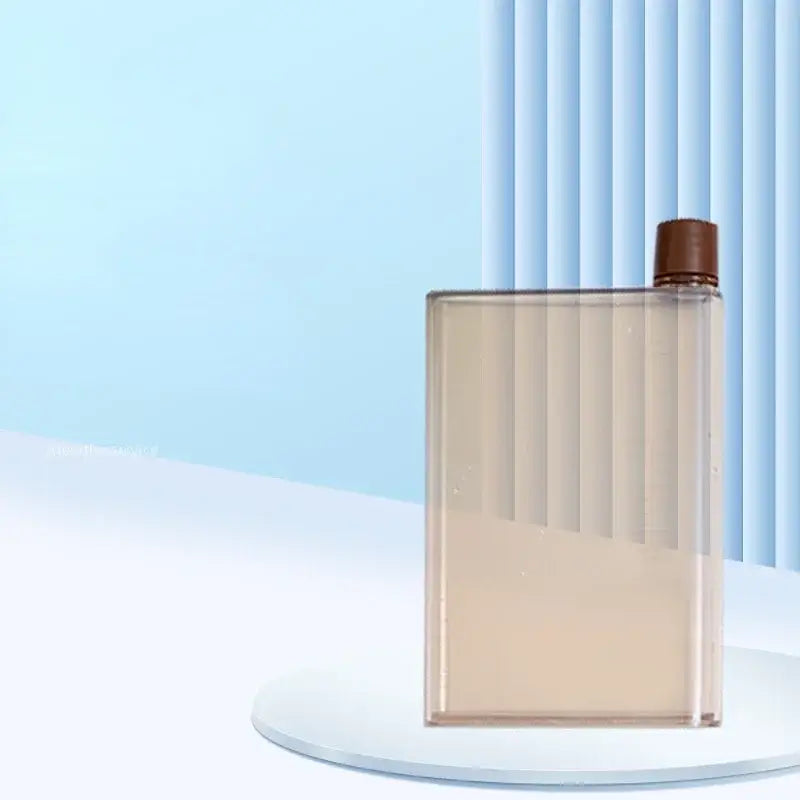 Transparent rectangular water bottle with brown screw-on cap made of colorful translucent plastic for kitchen and sports use decorbites crystal water bottle