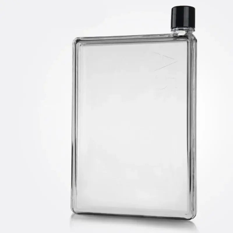 Clear rectangular crystal water bottle with black screw-on cap from decorbites crystal water bottle collection
