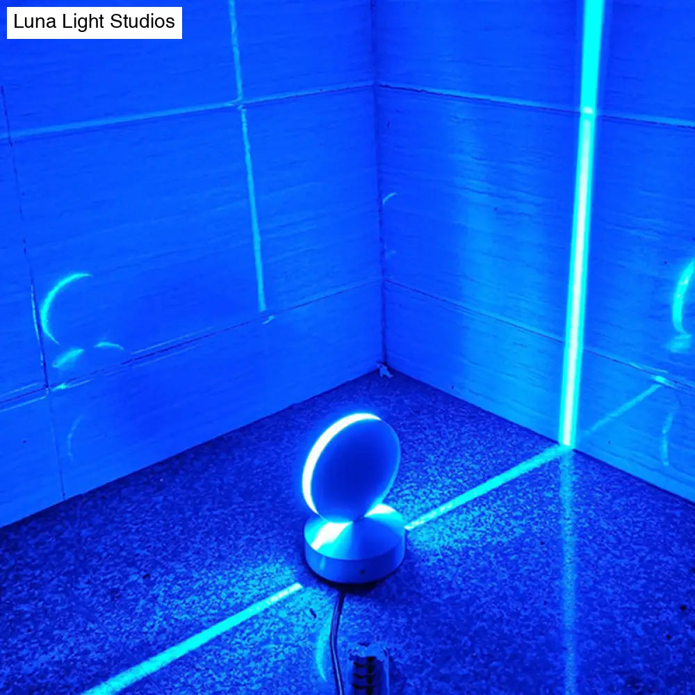 Compact Aluminum Circle LED Night Table Lamp in Vibrant Purple/Yellow/Red Light with White Finish"

Note: The revised title maintains SEO keywords, while providing a more concise and catchy description of the product.