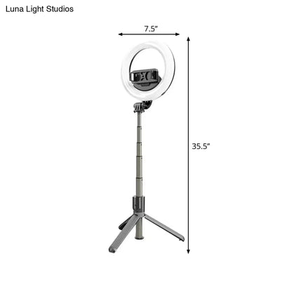 DecorBites™ DecorBites™ Compact Black LED Mobile Phone Tripod with Minimal Round Vanity Light