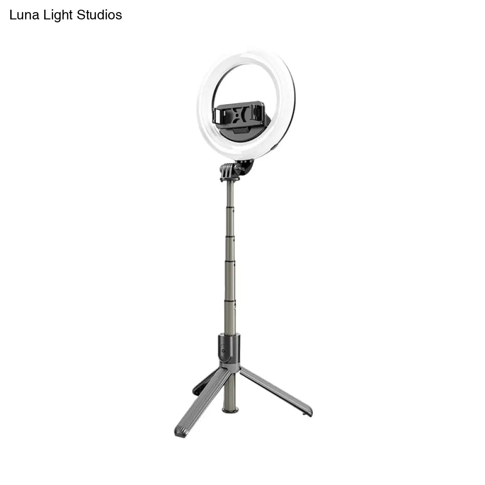 DecorBites™ DecorBites™ Compact Black LED Mobile Phone Tripod with Minimal Round Vanity Light