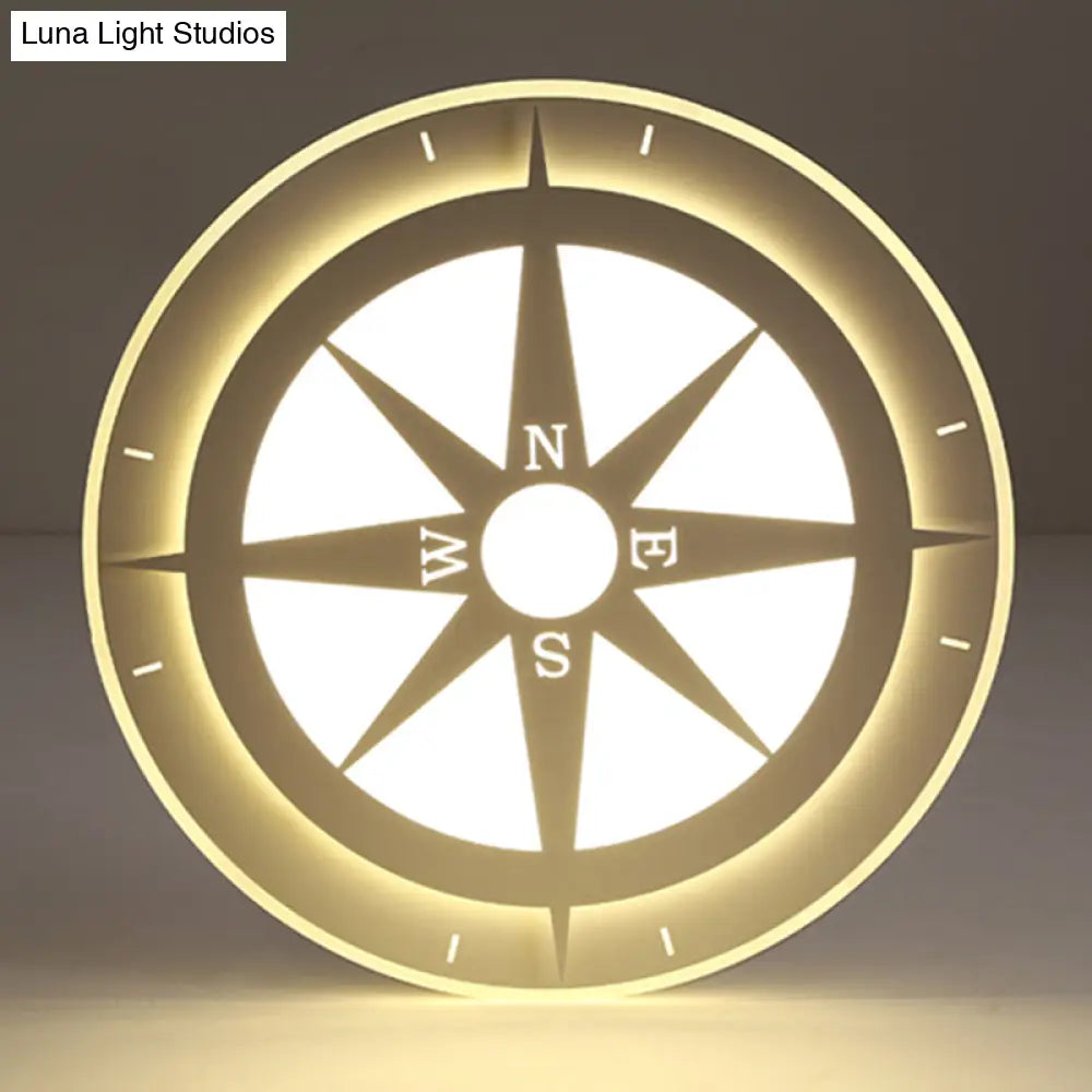 DecorBites™ DecorBites™ Compass Flushmount Light - White Creative Acrylic Ceiling Fixture for Nursing Room