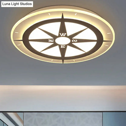DecorBites™ DecorBites™ Compass Flushmount Light - White Creative Acrylic Ceiling Fixture for Nursing Room
