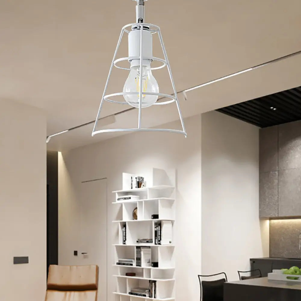 Aplique de pared cónico con brazo curvo - Lámpara de pared metálica de estilo vintage en blanco y negro.