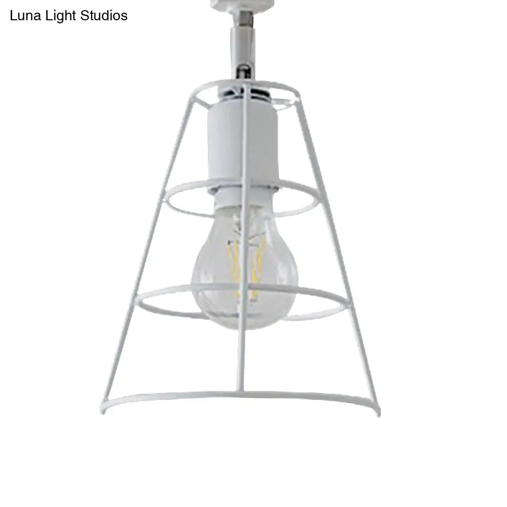 Aplique de pared cónico con brazo curvo - Lámpara de pared metálica de estilo vintage en blanco y negro.