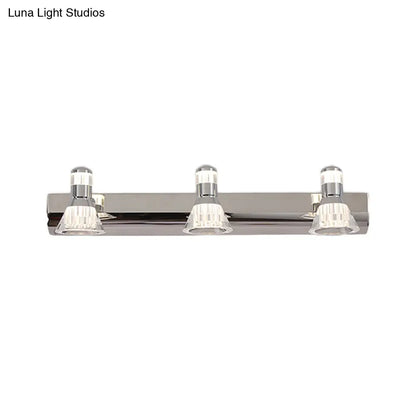 Aplique cónico DecorBites™ - Iluminación contemporánea de aluminio para tocador con 2/3/4 luces cálidas/blancas para baño, fabricado en acero inoxidable.