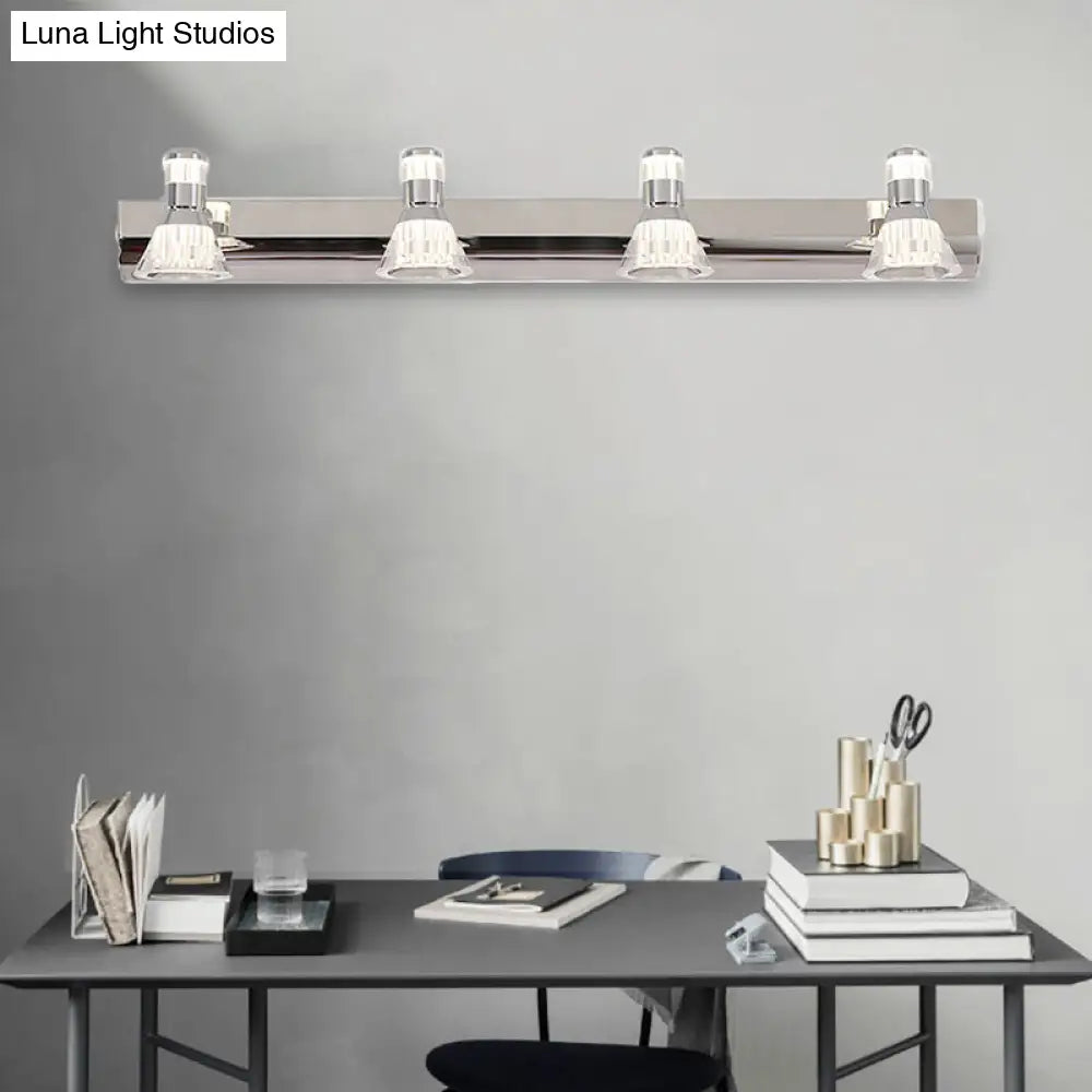 Aplique cónico DecorBites™ - Iluminación contemporánea de aluminio para tocador con 2/3/4 luces cálidas/blancas para baño, fabricado en acero inoxidable.