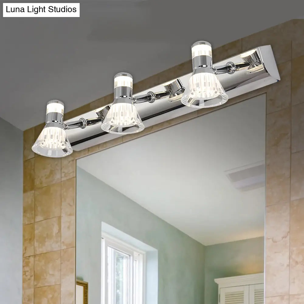 Aplique cónico DecorBites™ - Iluminación contemporánea de aluminio para tocador con 2/3/4 luces cálidas/blancas para baño, fabricado en acero inoxidable.