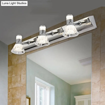 Aplique cónico DecorBites™ - Iluminación contemporánea de aluminio para tocador con 2/3/4 luces cálidas/blancas para baño, fabricado en acero inoxidable.