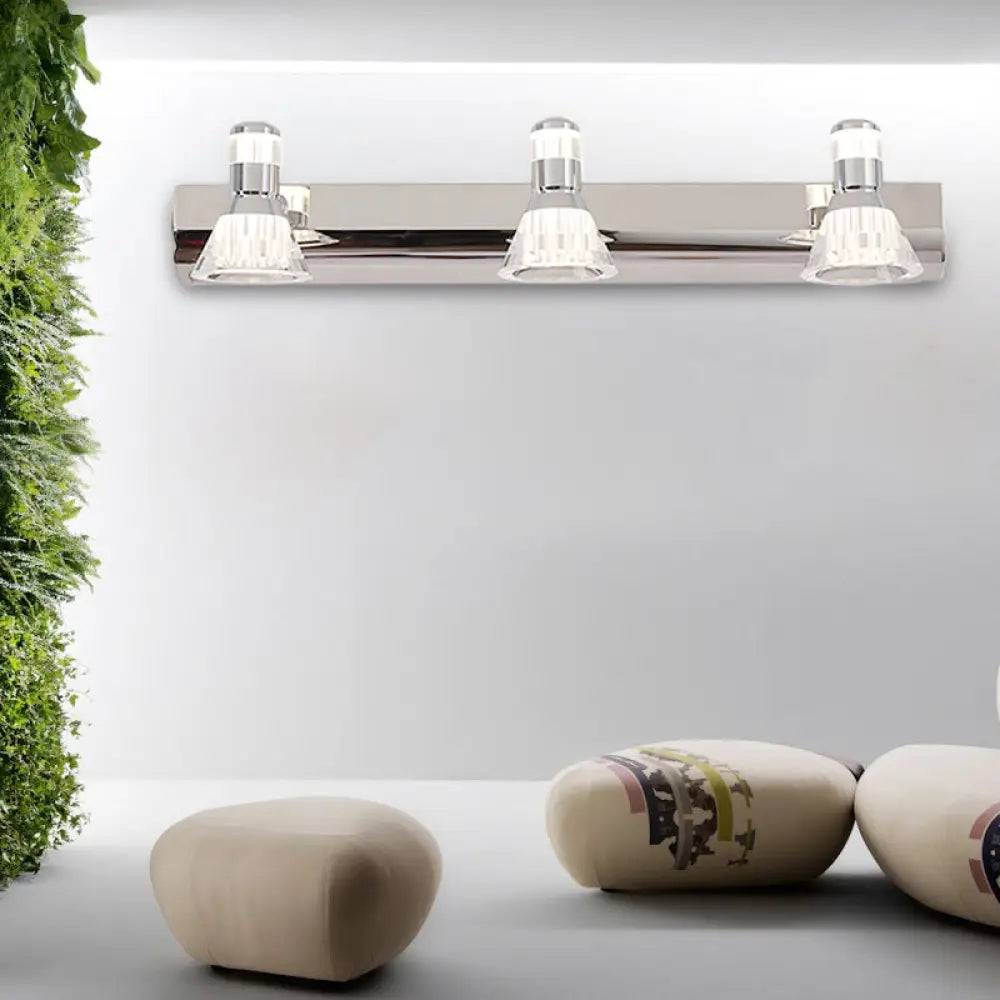 Aplique cónico DecorBites™ - Iluminación contemporánea de aluminio para tocador con 2/3/4 luces cálidas/blancas para baño, fabricado en acero inoxidable.