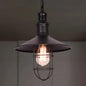 Conic Shade Suspension Light with Wire Guard - Nautical Black Metal Pendant Lighting for Indoor Use