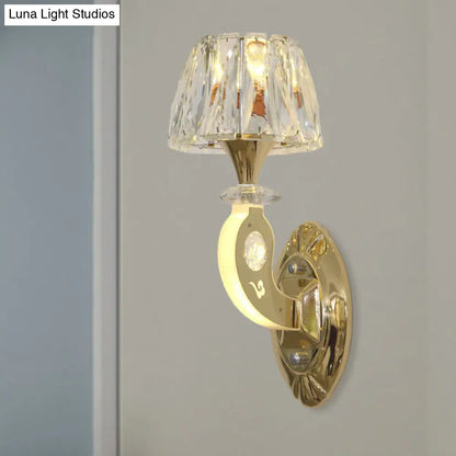 DecorBites™ DecorBites™ Conical Clear Crystal Wall Sconce Lighting in Gold - Elegant 1-Bulb Fixture