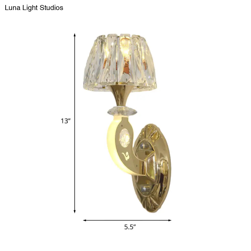 DecorBites™ DecorBites™ Conical Clear Crystal Wall Sconce Lighting in Gold - Elegant 1-Bulb Fixture
