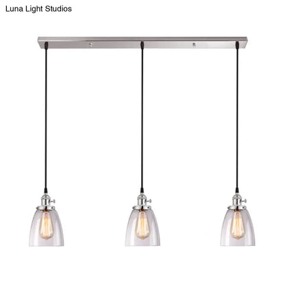 Conical Clear Glass Pendant Light Set - 3 Lights, Industrial Style, Chrome Finish