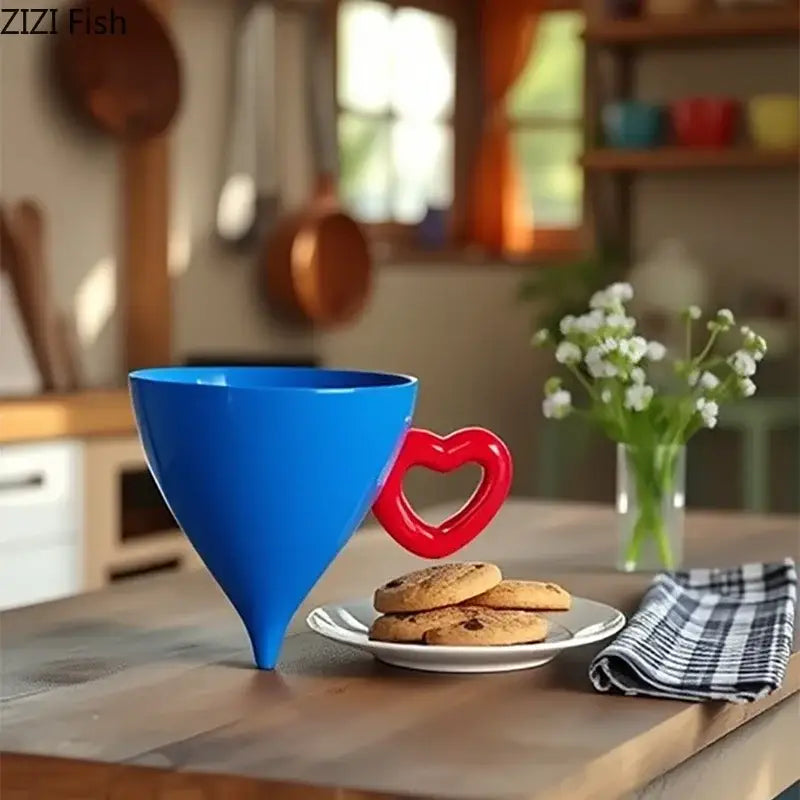 Blue and red heart ceramic coffee mug with conical cream heart design for dining room juice cup by decorbites heart ceramic