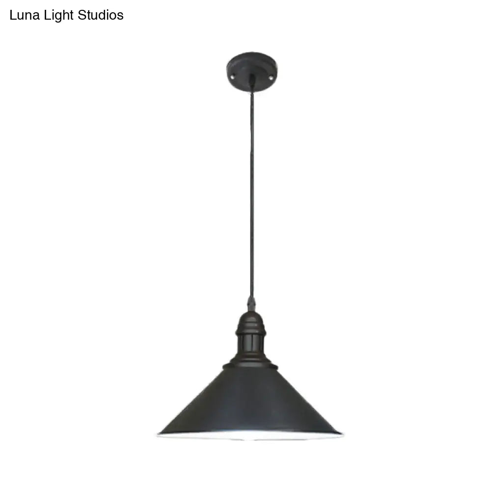 Conical Farmhouse Style Black/White Ceiling Pendant Light Fixture