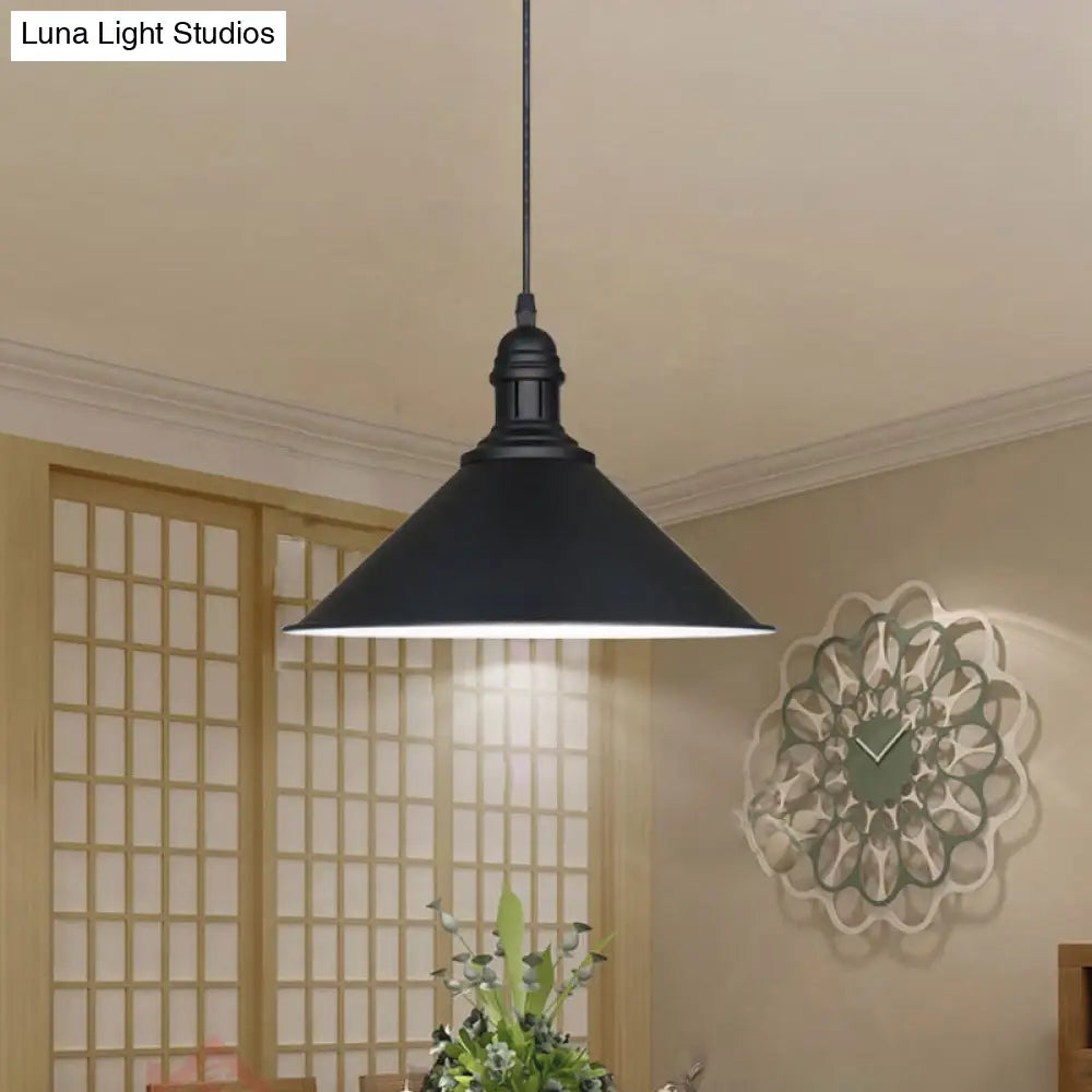 Conical Farmhouse Style Black/White Ceiling Pendant Light Fixture