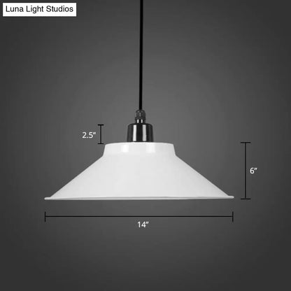 Conical Metal Hanging Light with Rolled Edge - 1-Light Ceiling Suspension Lamp for Loft Décor