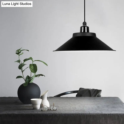 Conical Metal Hanging Light with Rolled Edge - 1-Light Ceiling Suspension Lamp for Loft Décor