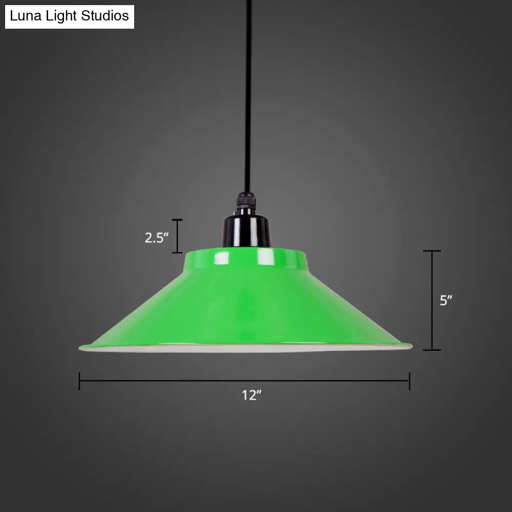 Conical Metal Hanging Light with Rolled Edge - 1-Light Ceiling Suspension Lamp for Loft Décor