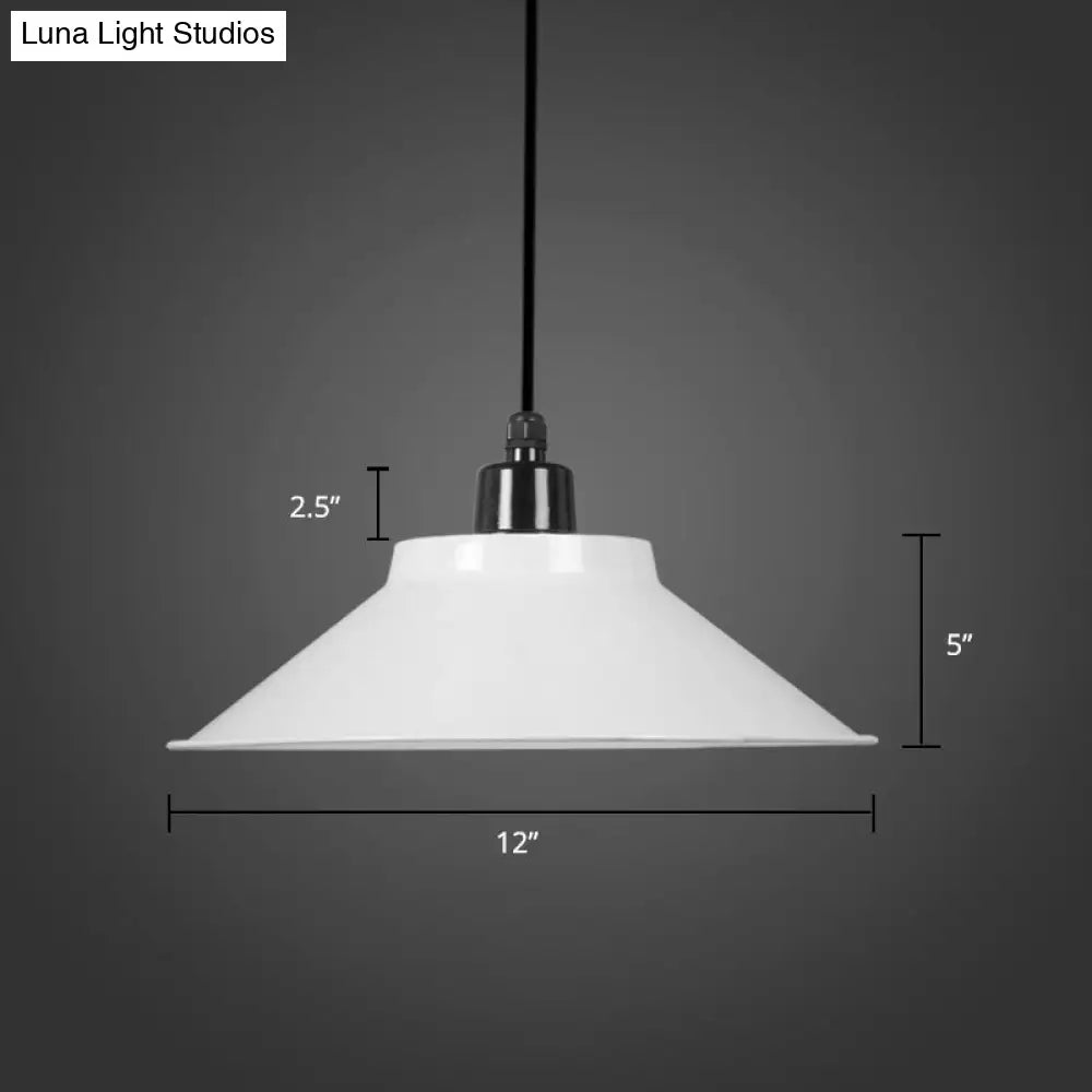 Conical Metal Hanging Light with Rolled Edge - 1-Light Ceiling Suspension Lamp for Loft Décor