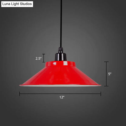 Conical Metal Hanging Light with Rolled Edge - 1-Light Ceiling Suspension Lamp for Loft Décor