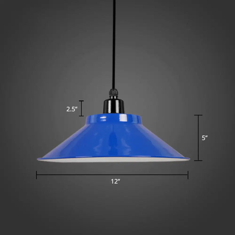 Conical Metal Hanging Light with Rolled Edge - 1-Light Ceiling Suspension Lamp for Loft Décor