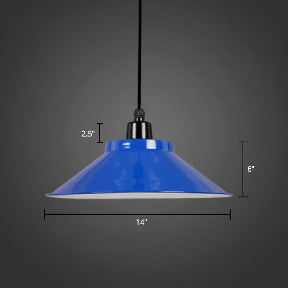 Conical Metal Hanging Light with Rolled Edge - 1-Light Ceiling Suspension Lamp for Loft Décor