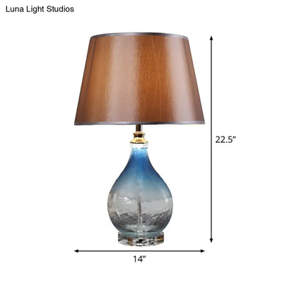 Lámpara de mesilla de noche cónica - Luz de lectura modernista de tela en color café oscuro