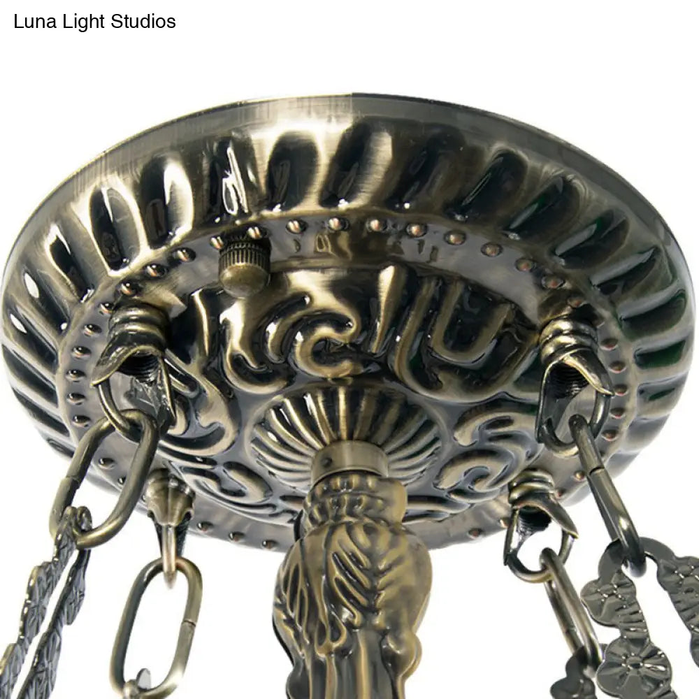 Lámpara colgante cónica: Lámpara de 3 luces de vitral - Ideal para comedor - Beige