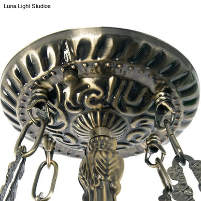 Lámpara colgante cónica: Lámpara de 3 luces de vitral - Ideal para comedor - Beige