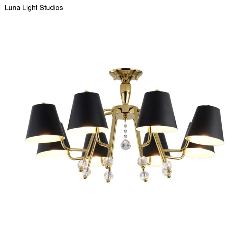 DecorBites™ DecorBites™ Conical Semi-Mount Black 6/8-Light Ceiling Light with Crystal Orb Accent for Living Room