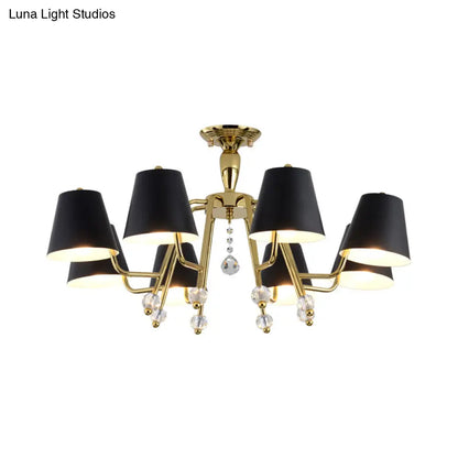 DecorBites™ DecorBites™ Conical Semi-Mount Black 6/8-Light Ceiling Light with Crystal Orb Accent for Living Room