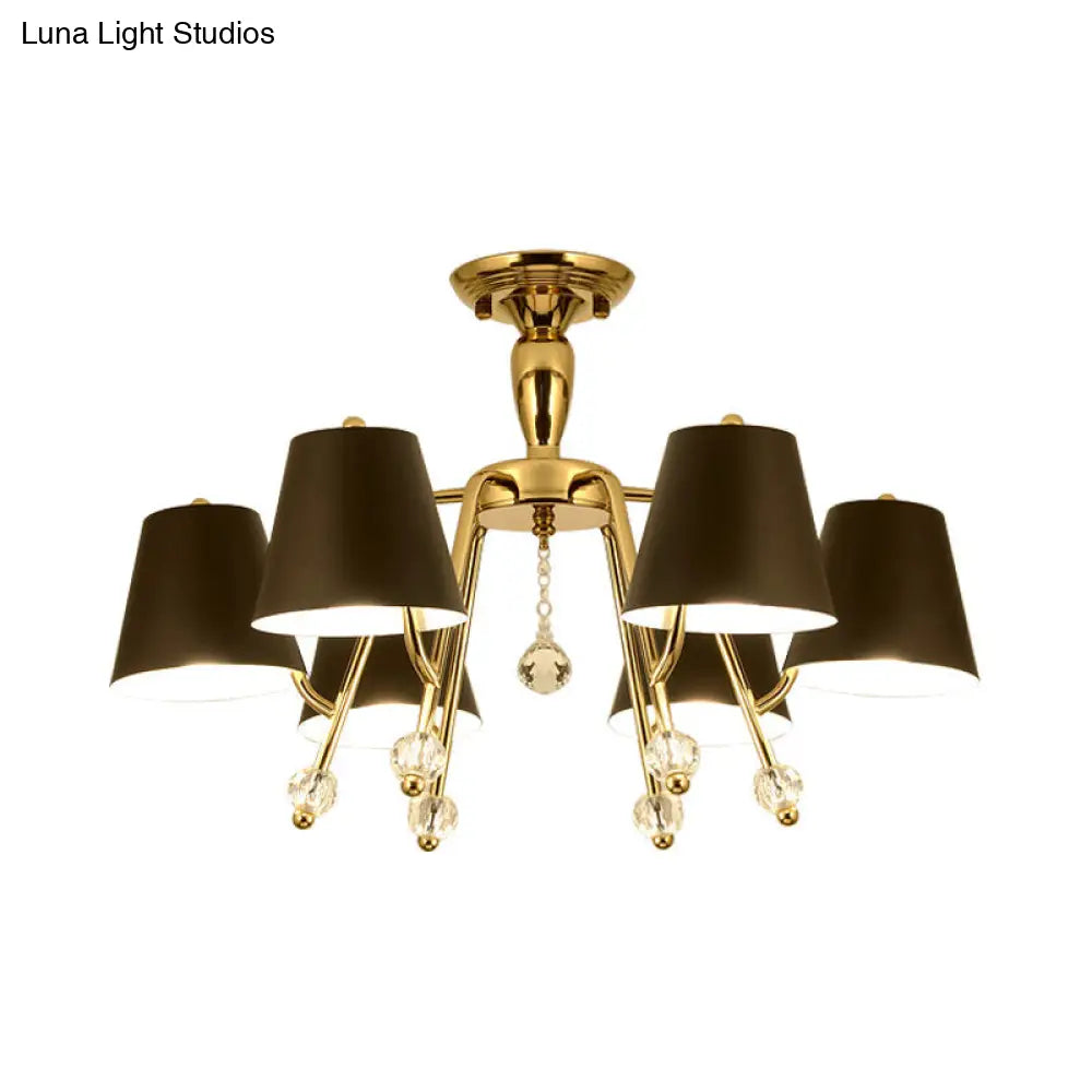 DecorBites™ DecorBites™ Conical Semi-Mount Black 6/8-Light Ceiling Light with Crystal Orb Accent for Living Room