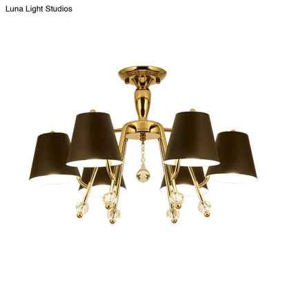 DecorBites™ DecorBites™ Conical Semi-Mount Black 6/8-Light Ceiling Light with Crystal Orb Accent for Living Room