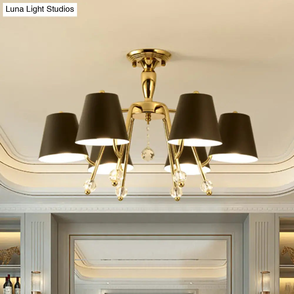 DecorBites™ DecorBites™ Conical Semi-Mount Black 6/8-Light Ceiling Light with Crystal Orb Accent for Living Room