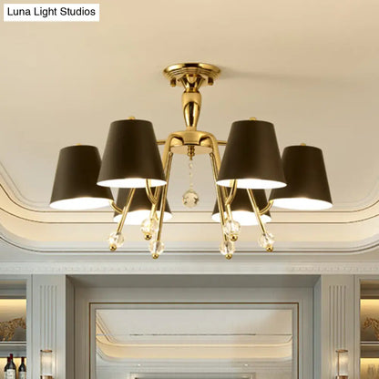 DecorBites™ DecorBites™ Conical Semi-Mount Black 6/8-Light Ceiling Light with Crystal Orb Accent for Living Room