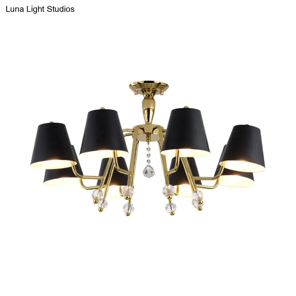 DecorBites™ DecorBites™ Conical Semi-Mount Black 6/8-Light Ceiling Light with Crystal Orb Accent for Living Room