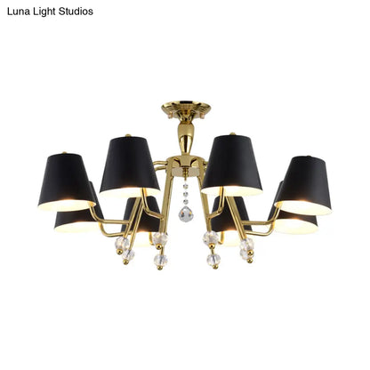 DecorBites™ DecorBites™ Conical Semi-Mount Black 6/8-Light Ceiling Light with Crystal Orb Accent for Living Room