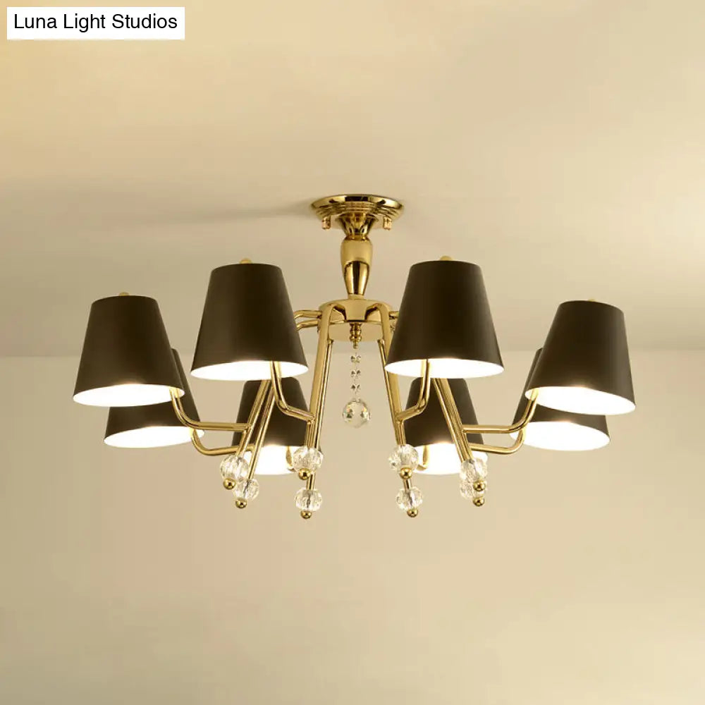 DecorBites™ DecorBites™ Conical Semi-Mount Black 6/8-Light Ceiling Light with Crystal Orb Accent for Living Room