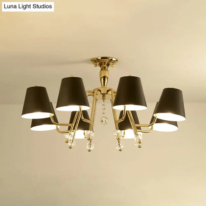 DecorBites™ DecorBites™ Conical Semi-Mount Black 6/8-Light Ceiling Light with Crystal Orb Accent for Living Room