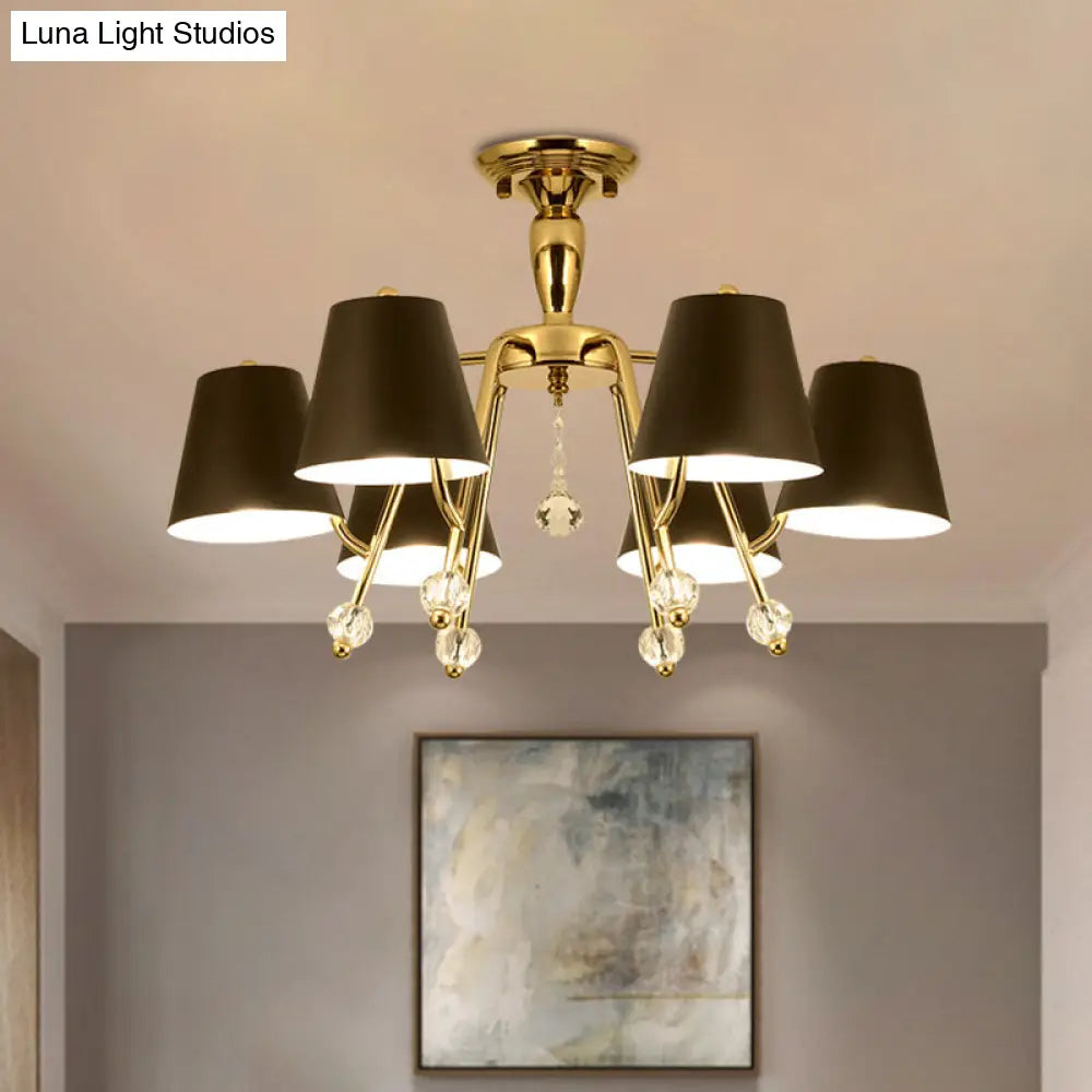 DecorBites™ DecorBites™ Conical Semi-Mount Black 6/8-Light Ceiling Light with Crystal Orb Accent for Living Room
