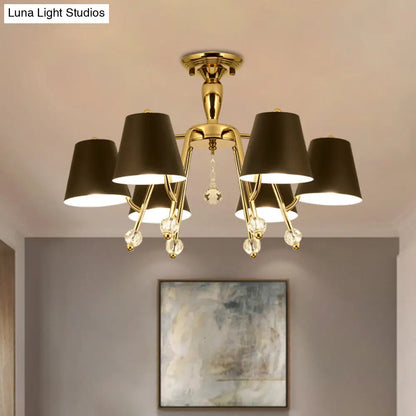 DecorBites™ DecorBites™ Conical Semi-Mount Black 6/8-Light Ceiling Light with Crystal Orb Accent for Living Room