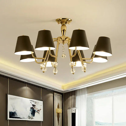 DecorBites™ DecorBites™ Conical Semi-Mount Black 6/8-Light Ceiling Light with Crystal Orb Accent for Living Room