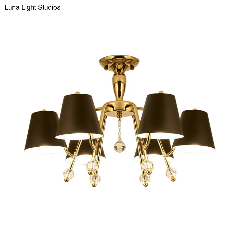 DecorBites™ DecorBites™ Conical Semi-Mount Black 6/8-Light Ceiling Light with Crystal Orb Accent for Living Room