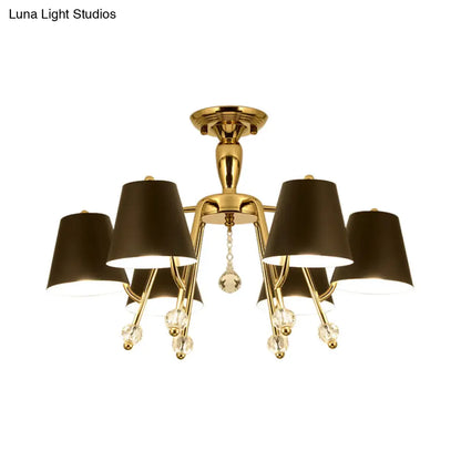 DecorBites™ DecorBites™ Conical Semi-Mount Black 6/8-Light Ceiling Light with Crystal Orb Accent for Living Room